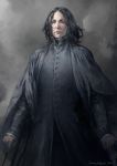  black_hair harry_potter janemere looking_at_viewer male robes severus_snape short_hair solo standing wand 