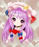  bust crescent face hat heart long_hair patchouli_knowledge pink_hair purple_hair shino312 solo touhou 