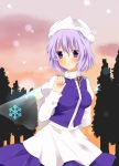  fujishiro_emyu hat lavender_hair letty_whiterock purple_eyes purple_hair short_hair snowflakes solo touhou violet_eyes 