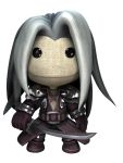  expressionless final_fantasy final_fantasy_vii highres littlebigplanet long_hair looking_at_viewer male official_art sephiroth silver_hair simple_background solo standing sword weapon white_background 