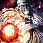  book fireball hands light long_hair magic mark patchouli_knowledge rough solo touhou 
