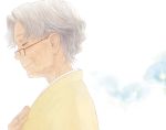  eyes_closed flower glasses japanese_clothes jinnouchi_sakae kimono matayoshi old_woman smile solo summer_wars white_hair 