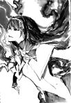  akemi_homura black_hair brush_(medium) hair_ribbon hairband long_hair magical_girl mahou_shoujo_madoka_magica miwa_shirou monochrome ribbon solo traditional_media 