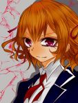  1girl arachnid_(series) chitako kabutomushi_(arachnid) orange_hair red_eyes school_uniform short_hair solo 