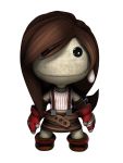  earrings expressionless final_fantasy final_fantasy_vii fingerless_gloves gloves highres jewelry littlebigplanet long_hair looking_at_viewer official_art simple_background skirt solo standing suspenders tifa_lockhart white_background 