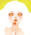  candy copyright_request crazy_eyes creepy eko-des-co face lips lollipop solo white_hair yellow_eyes 