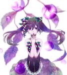  bare_shoulders food fruit grapes hatsune_miku highres holding holding_fruit long_hair mariwai_(marireroy) purple_eyes solo twintails violet_eyes vocaloid 