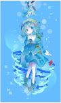  :q bag blue_eyes blue_hair blush bubble double_sided_wrench hair_bobbles hair_ornament hat highres kawashiro_nitori key remimim screwdriver short_hair smile solo tongue tools touhou twintails underwater wrench 