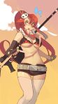  absurdres anti-materiel_rifle bad_id bikini_top breasts fingerless_gloves gloves gun hair_ornament highres long_hair minami-nyan ponytail red_hair redhead rifle scarf shorts skull skull_hair_ornament sniper_rifle solo tengen_toppa_gurren-lagann tengen_toppa_gurren_lagann thigh-highs thighhighs weapon white_legwear yellow_eyes yoko_littner 