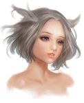  1girl absurdres airspace animal_ears highres lips original parted_lips portrait short_hair silver_hair simple_background solo violet_eyes white_background 