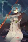  ayanami_rei blue_hair bodysuit breasts lance_of_longinus looking_down minami-nyan neon_genesis_evangelion plugsuit polearm red_eyes short_hair solo spacepirate-lu spear weapon 