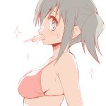  bikini blue_eyes breasts hidamari_sketch looking_at_viewer mouth_hold nori popsicle short_hair solo swimsuit 