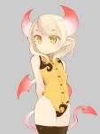  blonde_hair demon_girl demon_tail demon_wings flat_chest highres horns mota original pointy_ears simple_background solo tail thigh-highs thighhighs wings yellow_eyes 