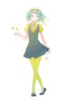  bad_id buttons dress flower green_hair green_legwear gumi kintaro mary_janes multicolored_eyes open_mouth pantyhose petals plant ribbon shoes short_hair simple_background solo sunglasses vocaloid 