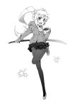 1girl doughnut kouji_(campus_life) long_hair monogatari_(series) oshino_shinobu side_ponytail solo sword weapon 