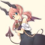  bat_wings blue_eyes book demon_girl demon_tail gloves hair_ornament hips horns monorino original pink_hair pointy_ears solo tail twintails wide_hhips wide_hips wings 
