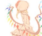  alternate_costume alternate_wings back blonde_hair crystal drawr flandre_scarlet from_behind hat low_wings side_ponytail simple_background solo the_embodiment_of_scarlet_devil touhou wings 