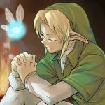  blue_eyes fairy hat link male navi nintendo ocarina_of_time pointy_ears sinsimo smile the_legend_of_zelda wink 