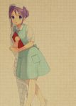  bad_id blue_eyes clipboard hair_bun hat higebu inazuma_eleven inazuma_eleven_(series) inazuma_eleven_go kudou_fuyuka nurse nurse_cap open_mouth pantyhose purple_hair solo 