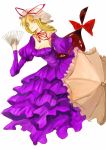  blonde_hair bow dress fan folding_fan kol49 ribbon touhou umbrella yakumo_yukari 
