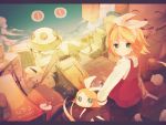  blonde_hair game_boy kagamine_rin miwasiba piggy_bank rare_no_(vocaloid) short_hair ufo vocaloid 