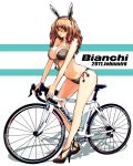  artist_request bicycle bikini breasts bunny_ears copyright_request fake_animal_ears front-tie_top high_heels large_breasts legs long_hair long_legs mirk navel red_eyes shoes side-tie_bikini solo sunglasses swimsuit thighs 