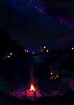  bamboo bridge campfire dark fire kawwa lantern milky_way night night_sky original outstretched_arm scenery silhouette sitting sky smoke star_(sky) starry_sky tree 