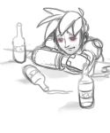  alcohol monochrome oekaki red_eyes rock_volnutt rockman rockman_dash sad sketch 