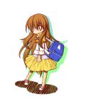  bag blush brown_eyes brown_hair crossdressinging genshiken hair_over_one_eye hato_kenjirou kabe_(east_abyss) long_hair open_mouth scarf shoes shoulder_bag skirt sneakers tears trap 