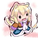  animal_ears blonde_hair cat_ears cat_tail chibi extra_ears hoshizuki_(seigetsu) kemonomimi_mode mizuhashi_parsee open_mouth puru-see scarf solo tail touhou trembling 