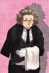  brown_eyes brown_hair butler face glasses gloves hashida_itaru kitsunen_(kitune_n) kitunen necktie solo steins;gate 