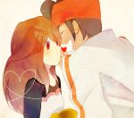  1girl adult bad_id blush brown_hair couple endou_mamoru headband heart heart_of_string inazuma_eleven inazuma_eleven_(series) inazuma_eleven_go raimon_natsumi xxxceller 