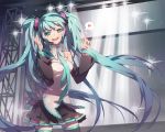  aqua_eyes aqua_hair btoor detached_sleeves hatsune_miku headset long_hair necktie open_mouth skirt solo stage thigh-highs thighhighs twintails very_long_hair vocaloid 