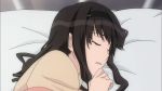  amagami black_hair fist headband lying morishima_haruka open_mouth pillow sleeping solo 