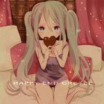  barefoot bed green_hair happy_end_gretel_(vocaloid) hatsune_miku heart long_hair macino sitting solo twintails vocaloid 