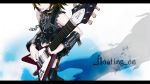  chain chains clenched_teeth electric_guitar gibson guitar hagane_rin hagane_vocaloid hanji_(hansi) head_out_of_frame highres instrument kagamine_rin letterboxed plectrum shadow shinichi_tahara solo vocaloid 
