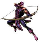  arrow bow_(weapon) hawkeye_(marvel) highres jumping male marvel marvel_vs._capcom marvel_vs._capcom_3 marvel_vs_capcom marvel_vs_capcom_3 mask mori_toshiaki muscle official_art shinkiro solo weapon 