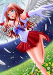  angel angel_wings aqua_eyes bishoujo_senshi_sailor_moon blue_eyes brown_hair curly_hair dance feather flower glovesnight happy heart high_heels ilolamai jewelry kari long_hair mahou_shoujo moon ribbon sailor_fantasy skirt sky smile solo stars tenshi thigh-highs wings 