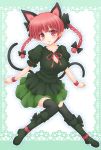  :p animal_ears black_legwear boots braid breasts cat_ears cat_tail extra_ears kaenbyou_rin nagana_sayui pointy_ears red_eyes red_hair redhead solo tail thighhighs tongue touhou twin_braids twintails zettai_ryouiki 