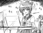  bad_id cable chair computer glasses laptop monochrome original smile sora_no_amagumo translated translation_request typing 