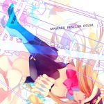  bare_shoulders blonde_hair boots brown_hair dutch_angle hat macco mawaru_penguindrum pink_eyes princess_of_the_crystal solo takakura_himari telephone_pole thigh-highs thigh_boots thighhighs title_drop upside-down 