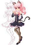  cat_ears commentary detached_sleeves highres long_hair louise_francoise_le_blanc_de_la_valliere masakichi_(heppouku) pantyhose pink_hair ponytail red_eyes tail wand zero_no_tsukaima 