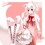  androgynous animal_ears bloomers boots bow colored_eyelashes cross-laced_footwear knee_boots kyubey lace-up_boots long_hair lowres mahou_shoujo_madoka_magica payot personification pink_eyes red_eyes solo tail thigh-highs thighhighs white_hair white_legwear yutazou 