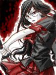 blood blood-c glasses kisaragi_saya red_eyes school_uniform sukeawa sword tegaki weapon 