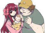  amane_suzuha baby bad_id bow brown_hair crossover dream_c_club glasses hair_bow hashida_itaru hat hisakawa_chin idolmaster long_hair namesake red_eyes red_hair redhead spoilers steins;gate 