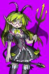  devil glasses highres horns original pointy_ears polearm spear tail thigh-highs thighhighs trident weapon wings zinbei 