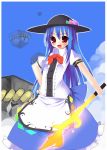  blue_hair hat highres hinanawi_tenshi red_eyes solo sword sword_of_hisou touhou weapon 