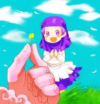  blush child dirt flower hands hands_together hood kumoi_ichirin open_mouth purple_eyes purple_hair short_hair sisenshyo smile tears torn_clothes touhou unzan violet_eyes young 