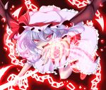  bat_wings blue_hair chain chains fang fangs hat kisaragi_you magic_circle nail_polish pointy_ears polearm red_eyes remilia_scarlet slit_pupils solo spear touhou weapon wings 