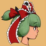  alternate_hairstyle face green_hair hair_ribbon kagiyama_hina onigashira_rin onikobe_rin ponytail profile ribbon simple_background solo touhou 